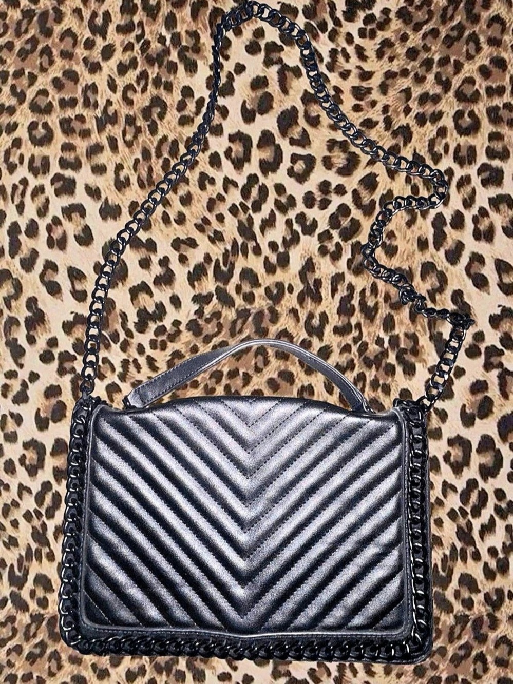 ALDO Greenwald Black Quilted Chain Shoulder Bag